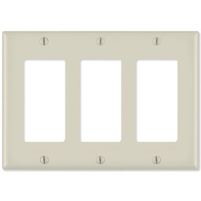 Leviton Decora Wallplate, 3-Gang, Light Almond